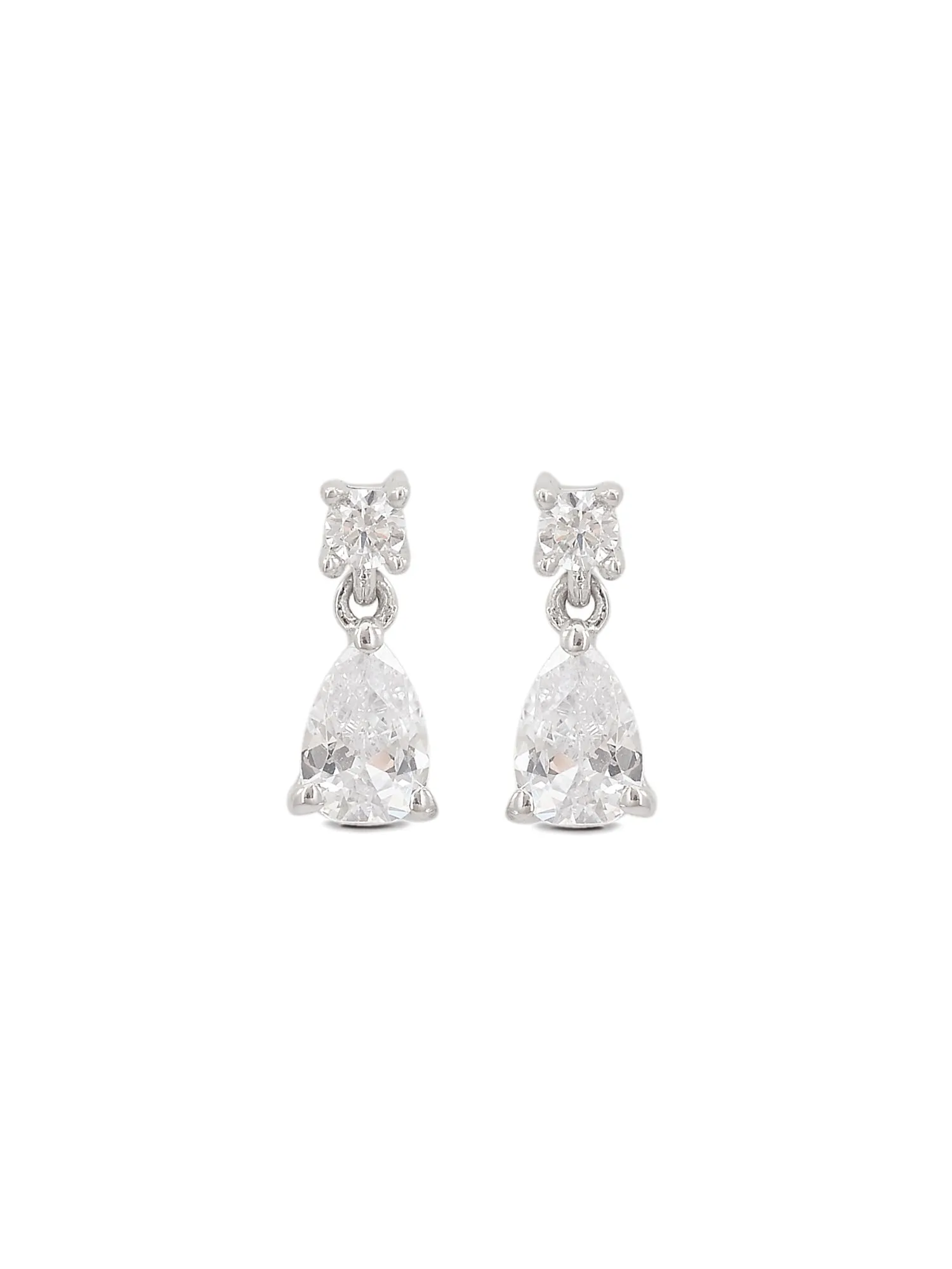 0.50 Carat Solitaire Teardrop Shape Pure Silver Earrings For Women