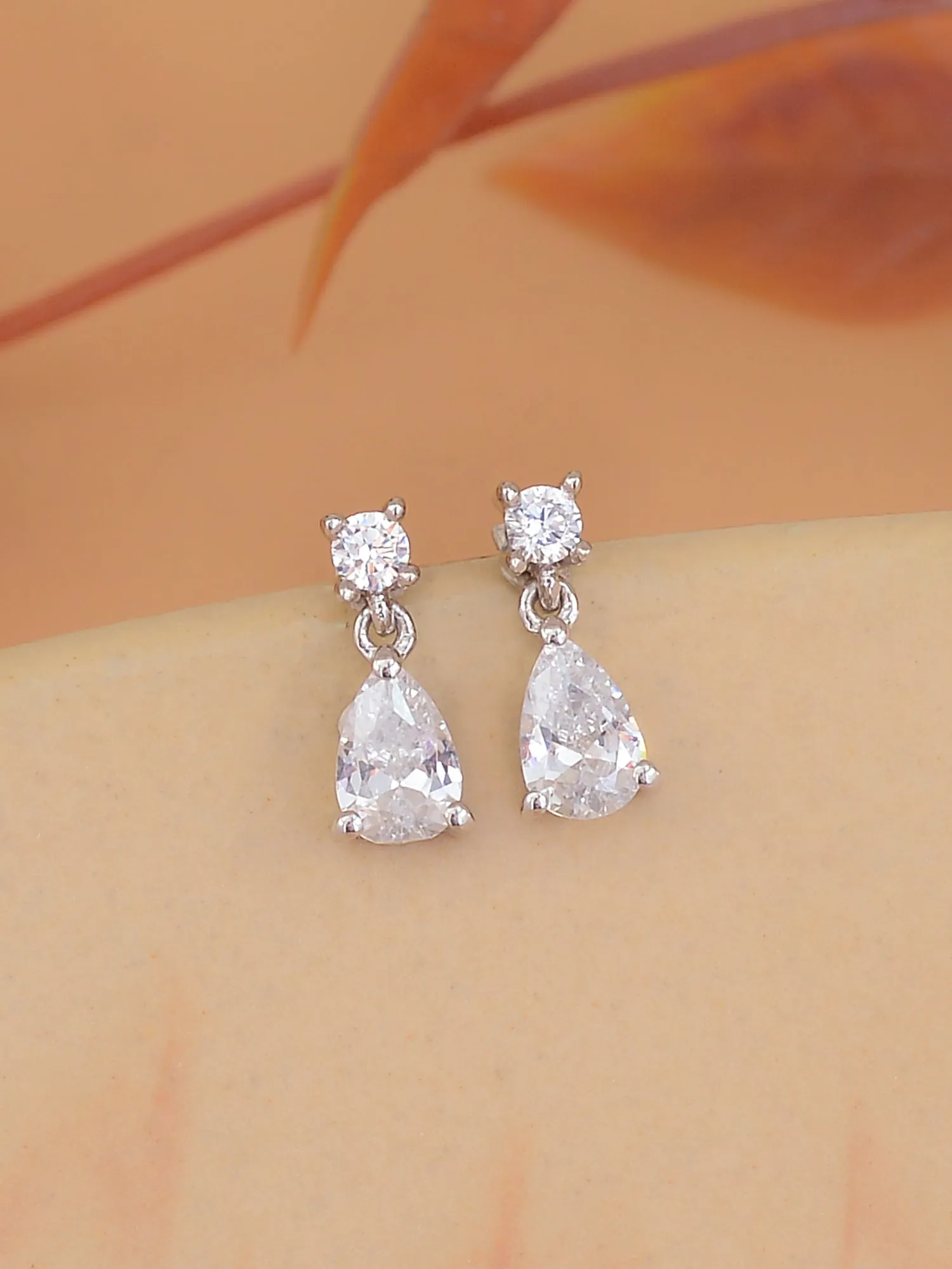 0.50 Carat Solitaire Teardrop Shape Pure Silver Earrings For Women