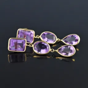 14K Gold 12CTW Amethyst Drop Dangle Earrings