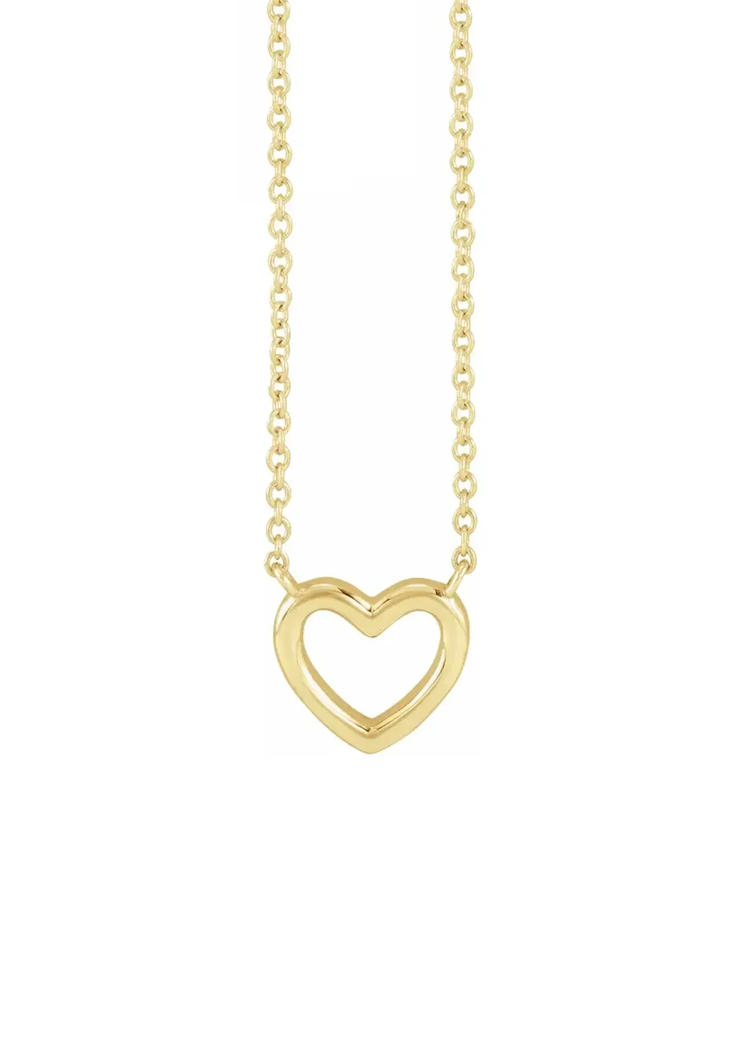 14K Yellow Gold Petite Open Heart Necklace | 18"