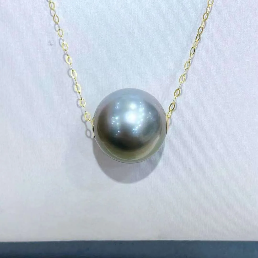 18K Gold 10-11mm Tahitian Black Pearls Necklaces - TS012