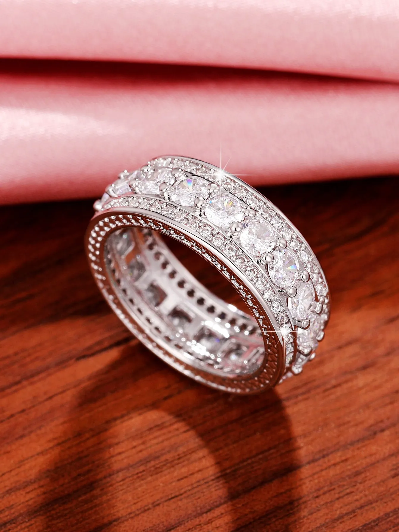 1pc Elegant Cubic Zirconia Ring For Women For Valentine's Day Gift Anniversary Party Jewelry