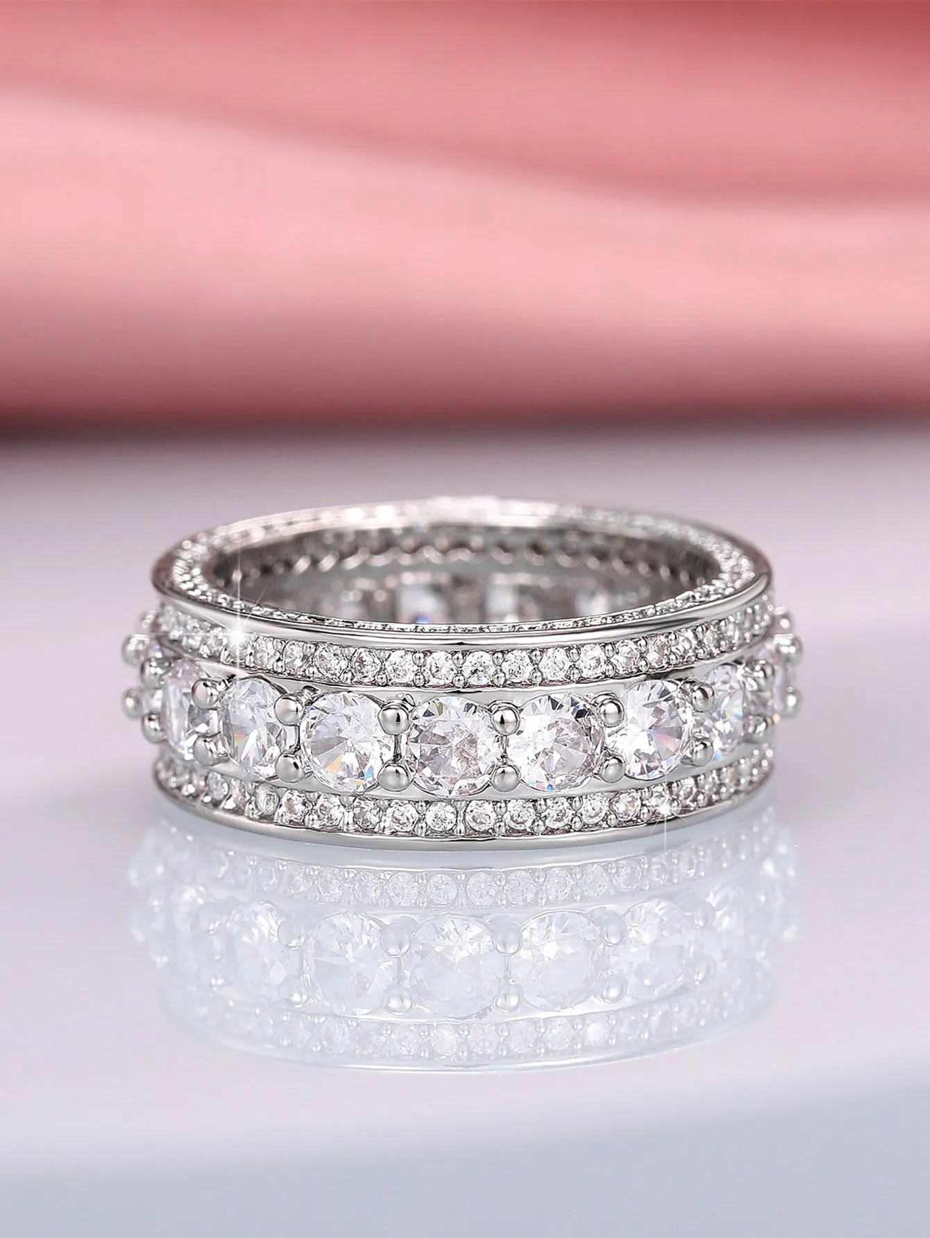 1pc Elegant Cubic Zirconia Ring For Women For Valentine's Day Gift Anniversary Party Jewelry