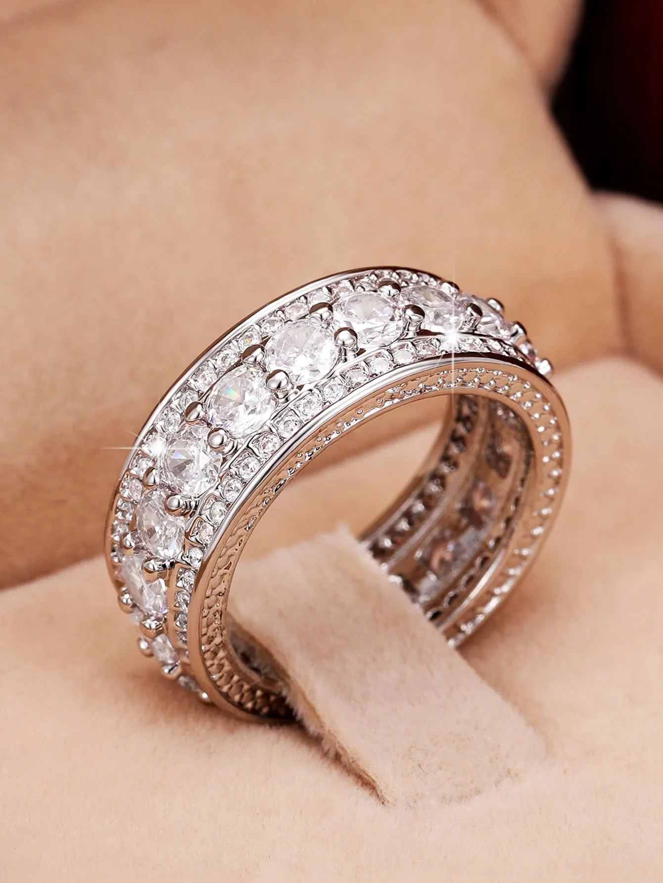 1pc Elegant Cubic Zirconia Ring For Women For Valentine's Day Gift Anniversary Party Jewelry