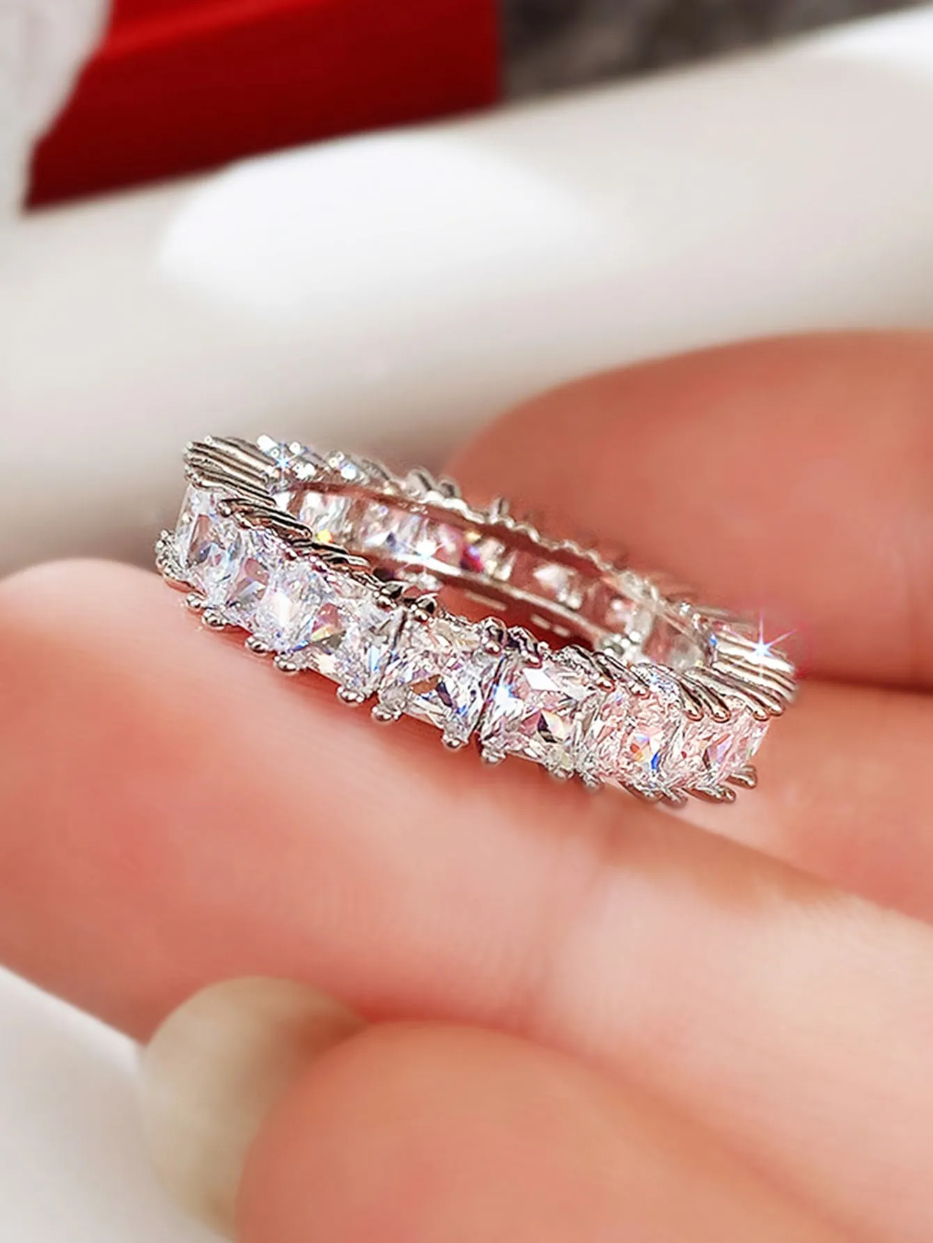 1pc Elegant Cubic Zirconia Ring For Women For Valentine's Day Gift Anniversary Party Jewelry