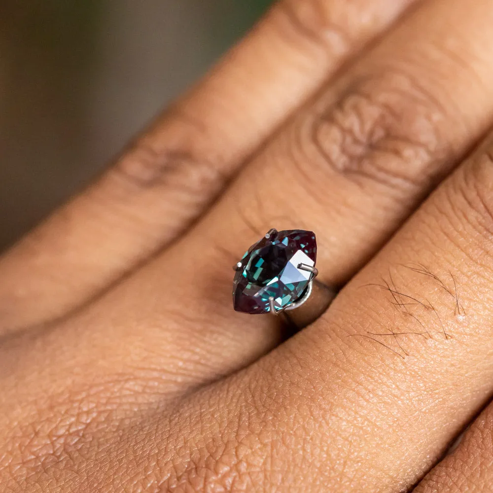 2.47CT LAB GROWN ALEXANDRITE, SPECIALITY MARQUISE CUT, COLOR SHIFTING TEAL TO PURPLE, 10.2X7.1MM