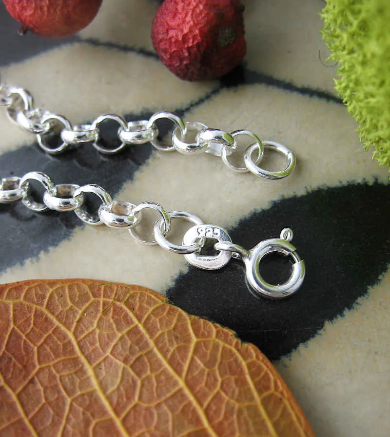 4 mm Rolo Charm Bracelet, 100% Sterling Silver