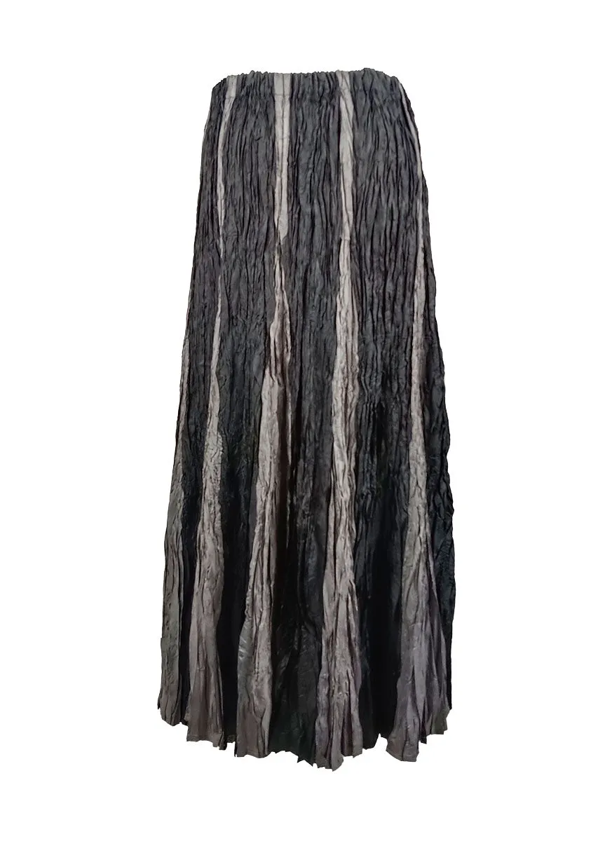 8240011 Irregular Pleated Printed Long Skirt *Grey