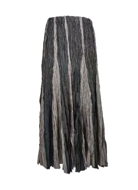 8240011 Irregular Pleated Printed Long Skirt *Grey