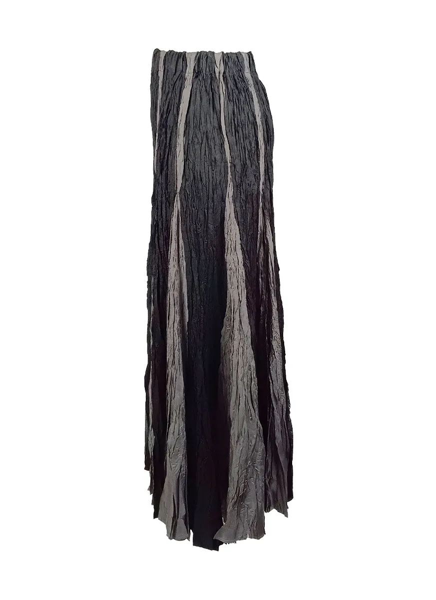 8240011 Irregular Pleated Printed Long Skirt *Grey