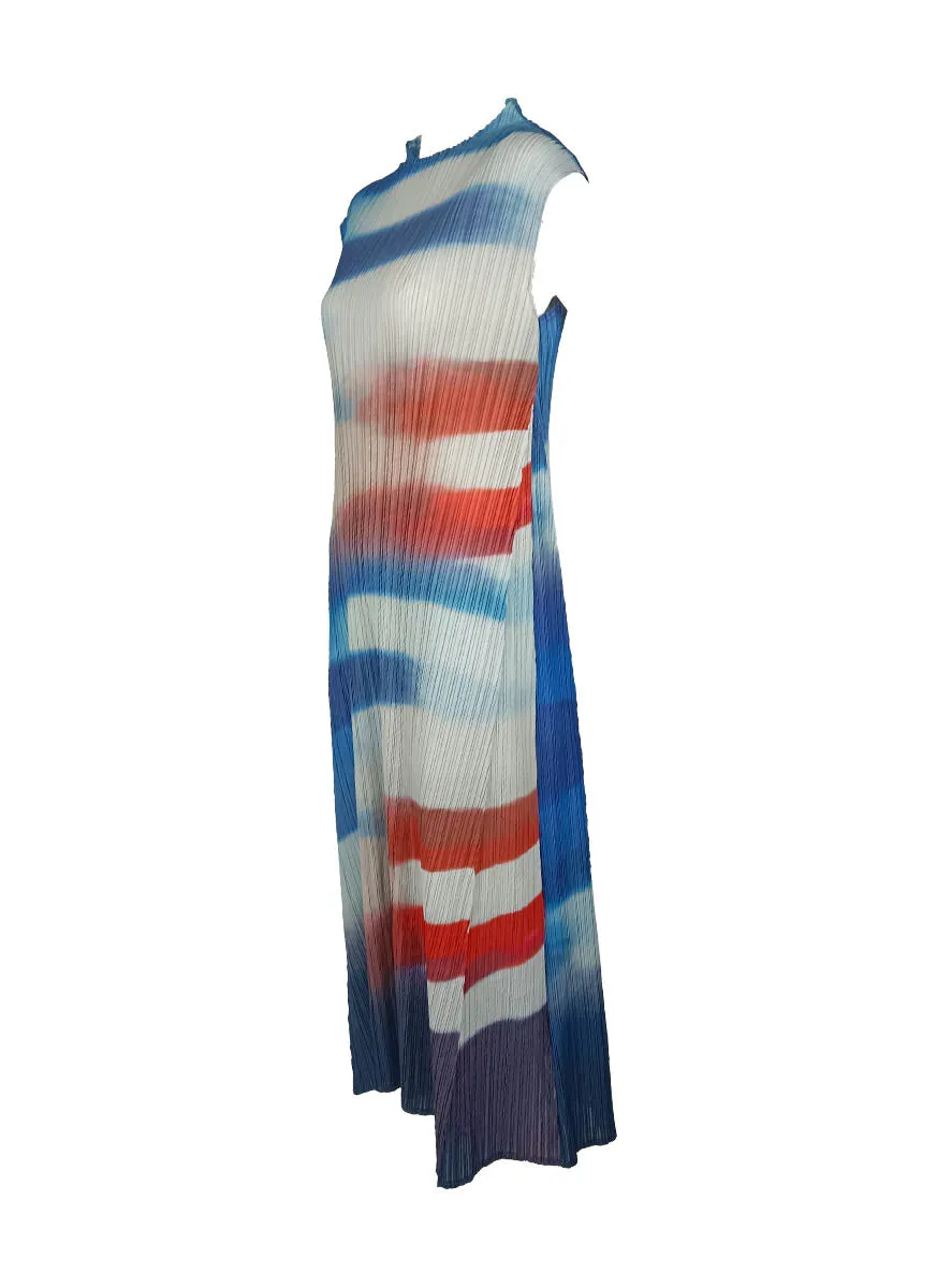 8240051 Tie Dye Pleated Dress *Blue