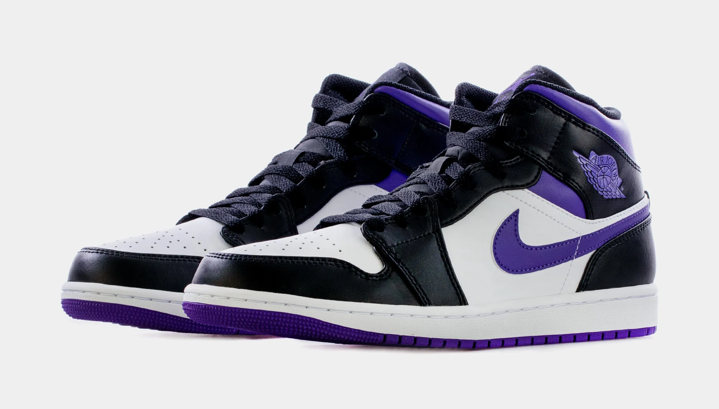 Air Jordan 1 Retro Mid Court Purple Mens Lifestyle Shoes (Black/Purple)