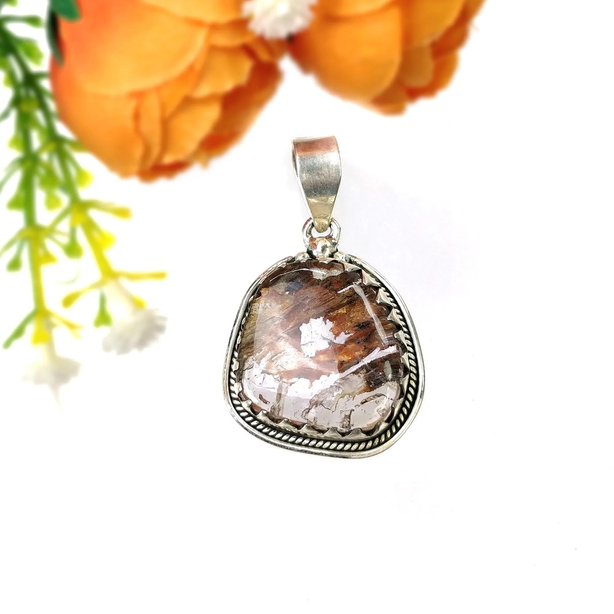 AMETHYST Gemstone 925 Sterling Silver Pendant : 12.60gms Natural Untreated Super Seven Amethyst Cabochon Bezel Set Pendant 1.75"