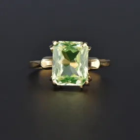 Art Deco 14K Gold Green Spinel Ring, Sz 7.75