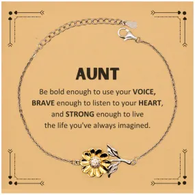 Aunt Sunflower Bracelet, Live the life you've always imagined, Inspirational Gifts For Aunt, Birthday Christmas Motivational Gifts For Aunt