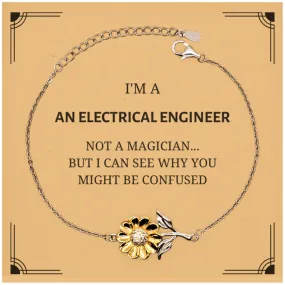 Badass Electrical Engineer Gifts, I'm Electrical Engineer not a magician, Sarcastic Sunflower Bracelet for Electrical Engineer Birthday Christmas for  Men, Women, Friends, Coworkers