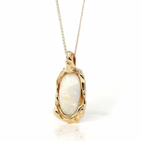 Baikalla 14k Yellow Gold Freeform Australian White Opal Bezel Set Necklace