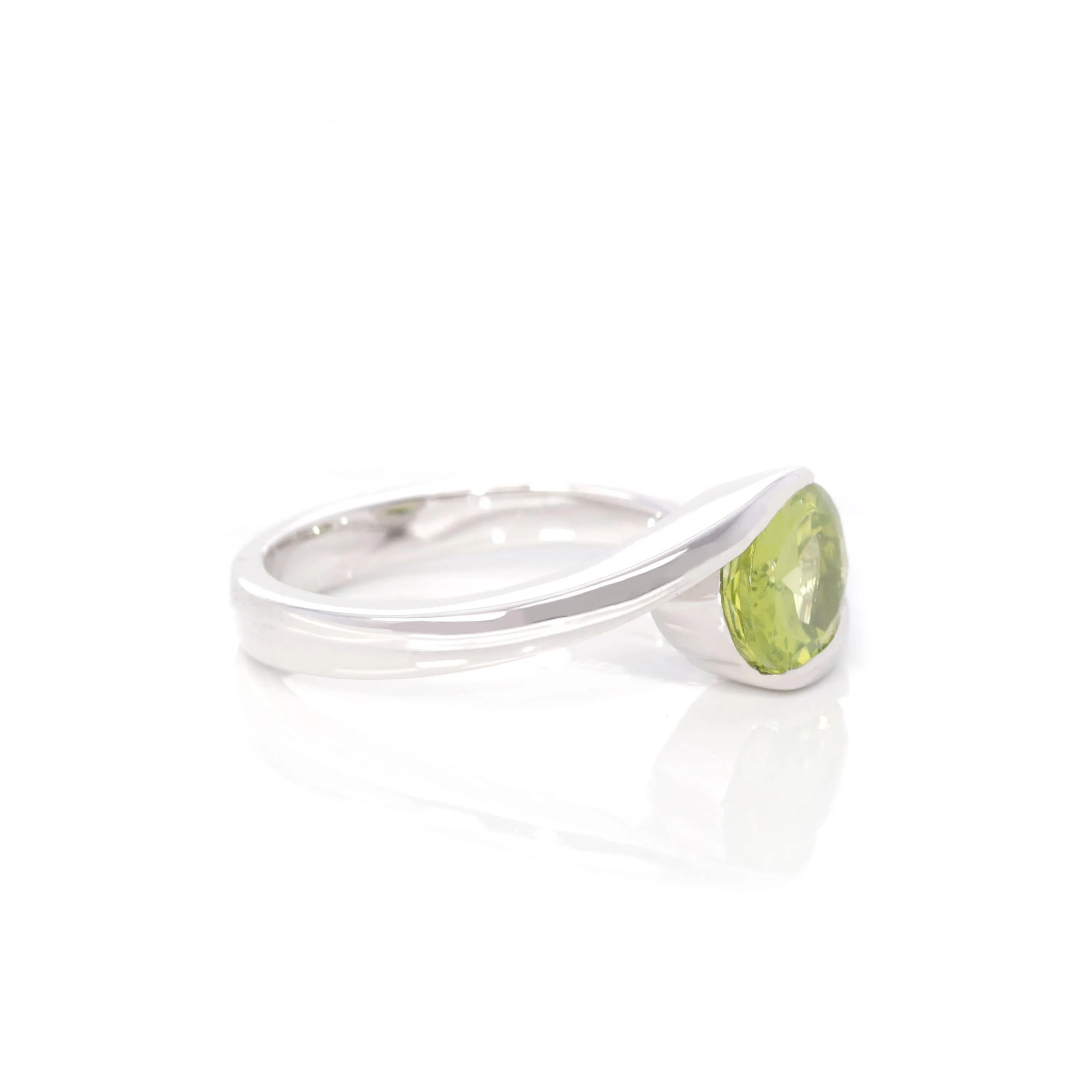 Baikalla? Gemstone Collection Sterling Silver Genuine Peridot Oval Bypass Ring