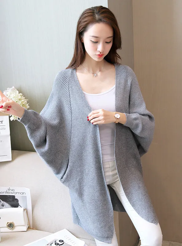 Batwing Sleeve Long Cardigan Sweaters Women