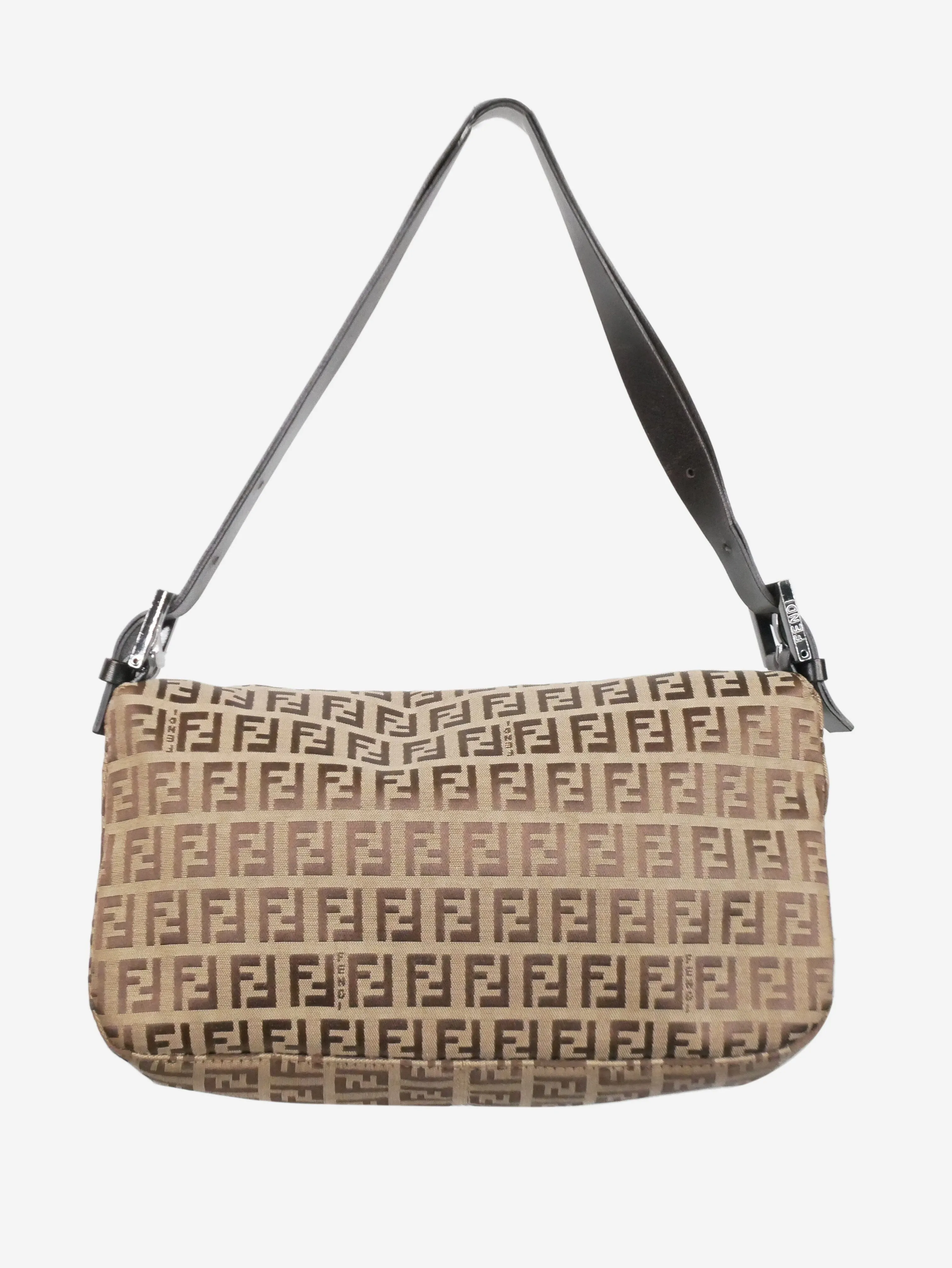 Beige Mamma Baguette Zucchino canvas shoulder bag