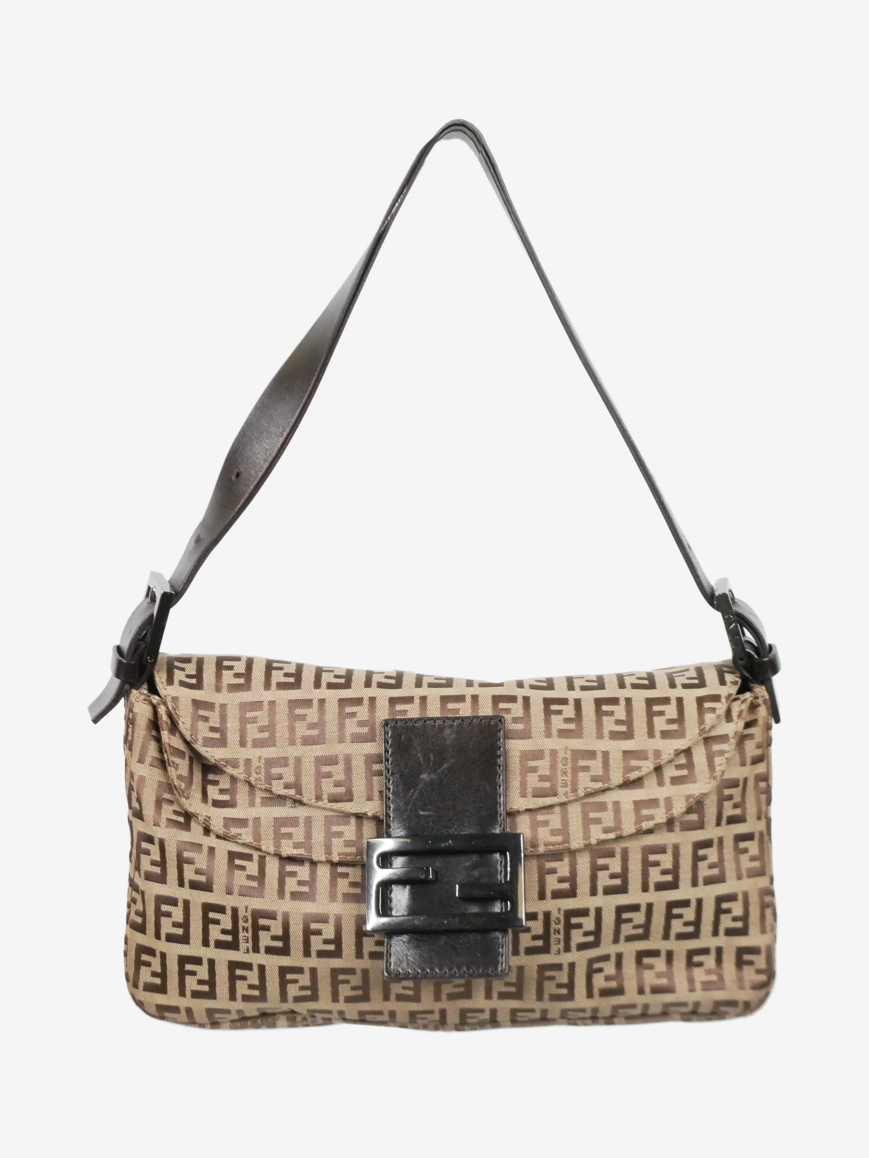 Beige Mamma Baguette Zucchino canvas shoulder bag