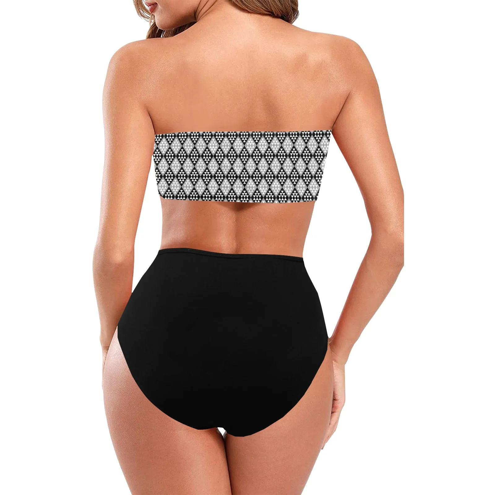 black 2 9k Chest Wrap Bikini Swimsuit (Model S36)