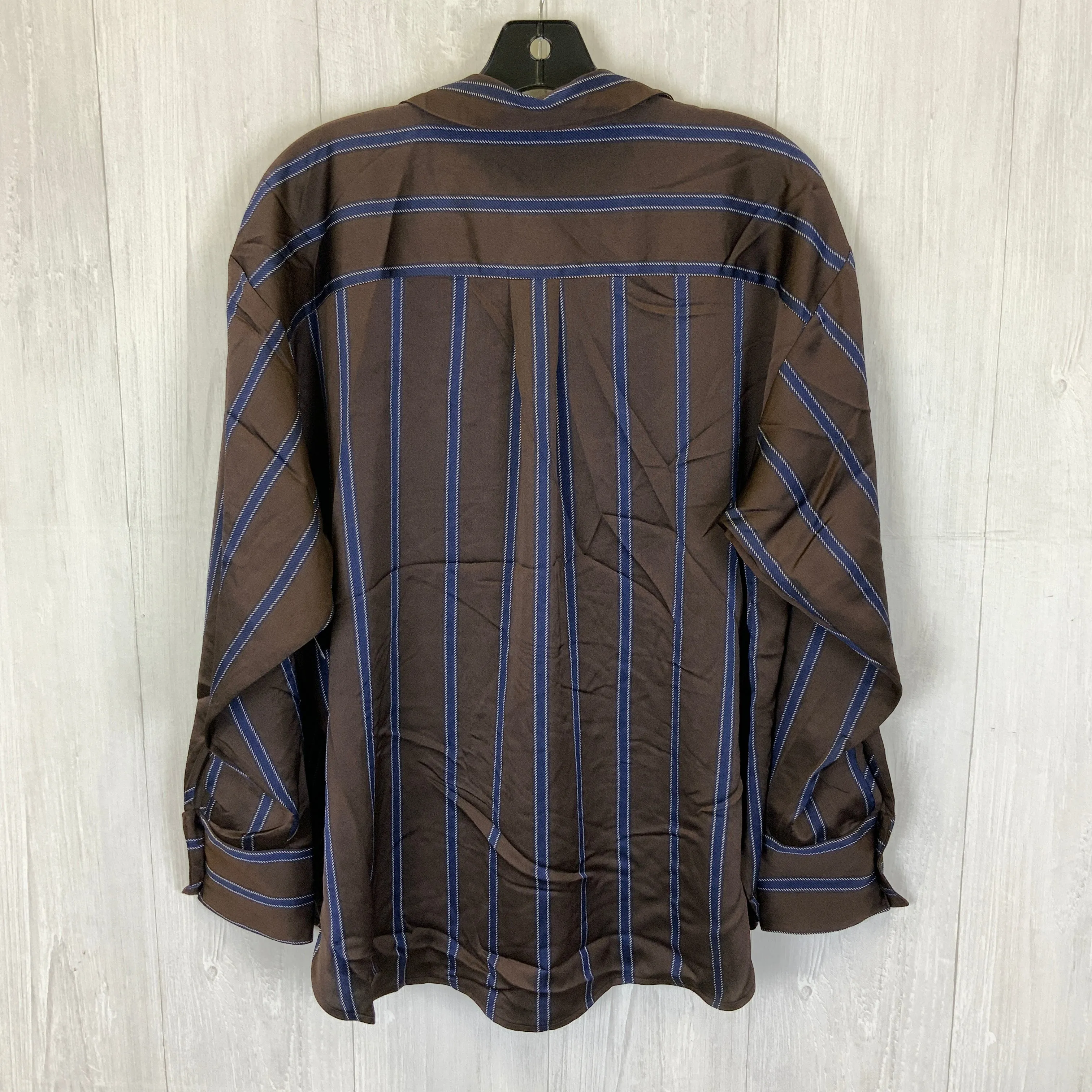 Blouse Long Sleeve By Loft In Blue & Brown, Size: L