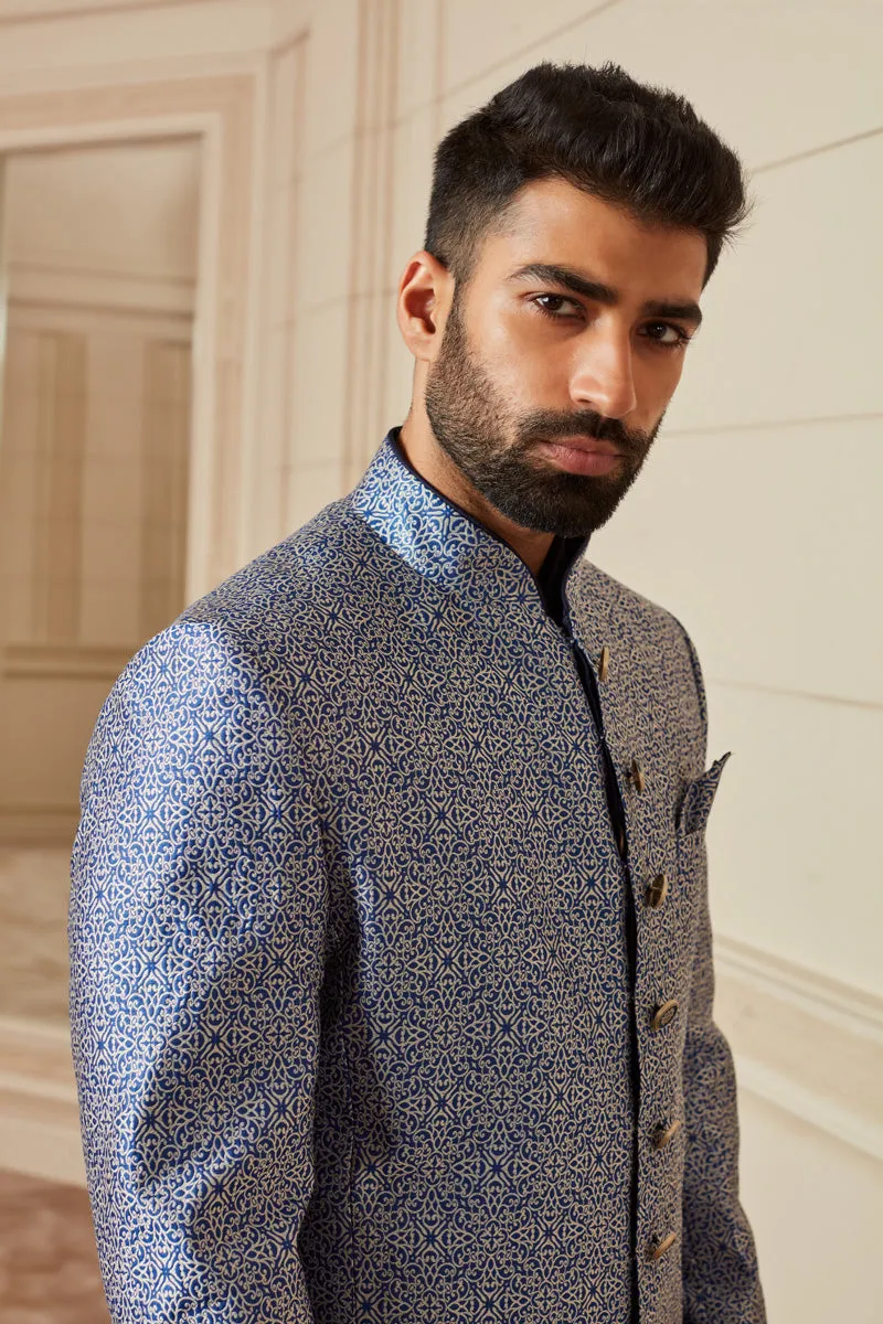 Blue Resham Brocade Sherwani