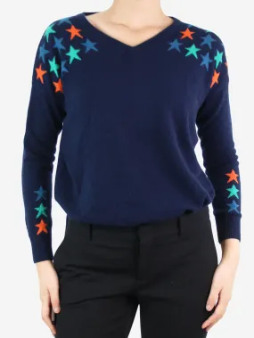 Blue star printed v-neck sweater - Brand size 1