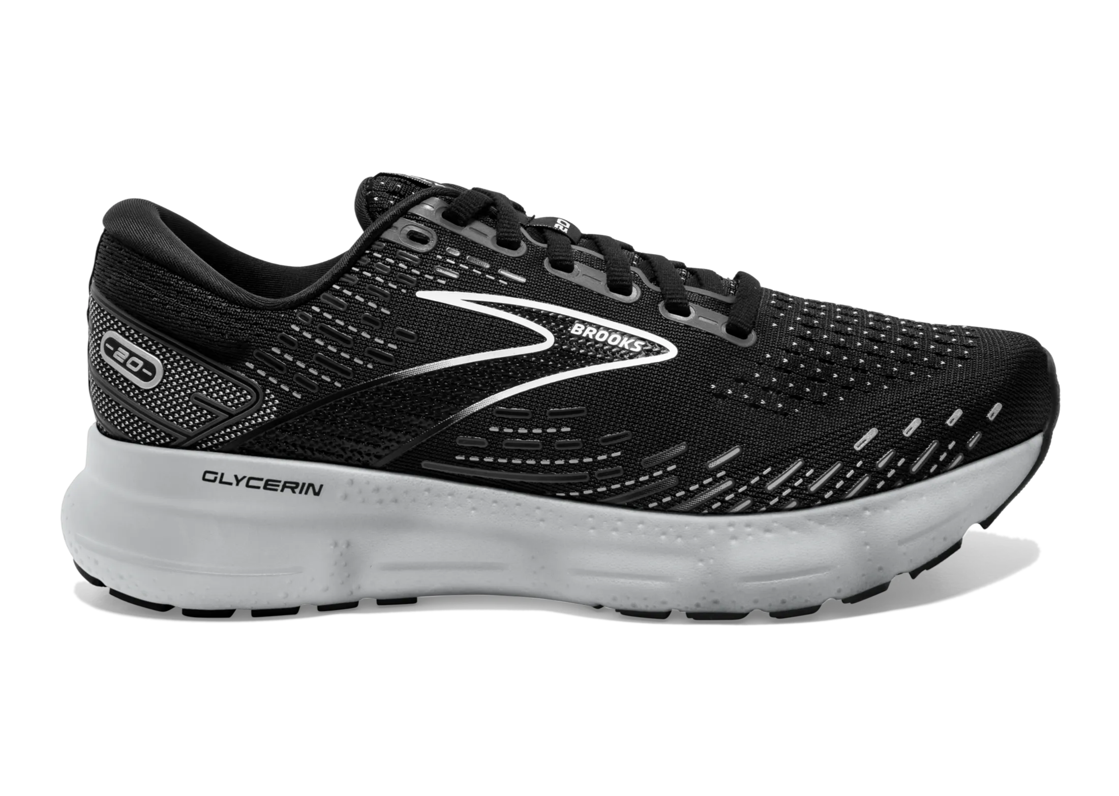 Brooks Glycerin 20 (D Width) - Black/White/Alloy (Womens)