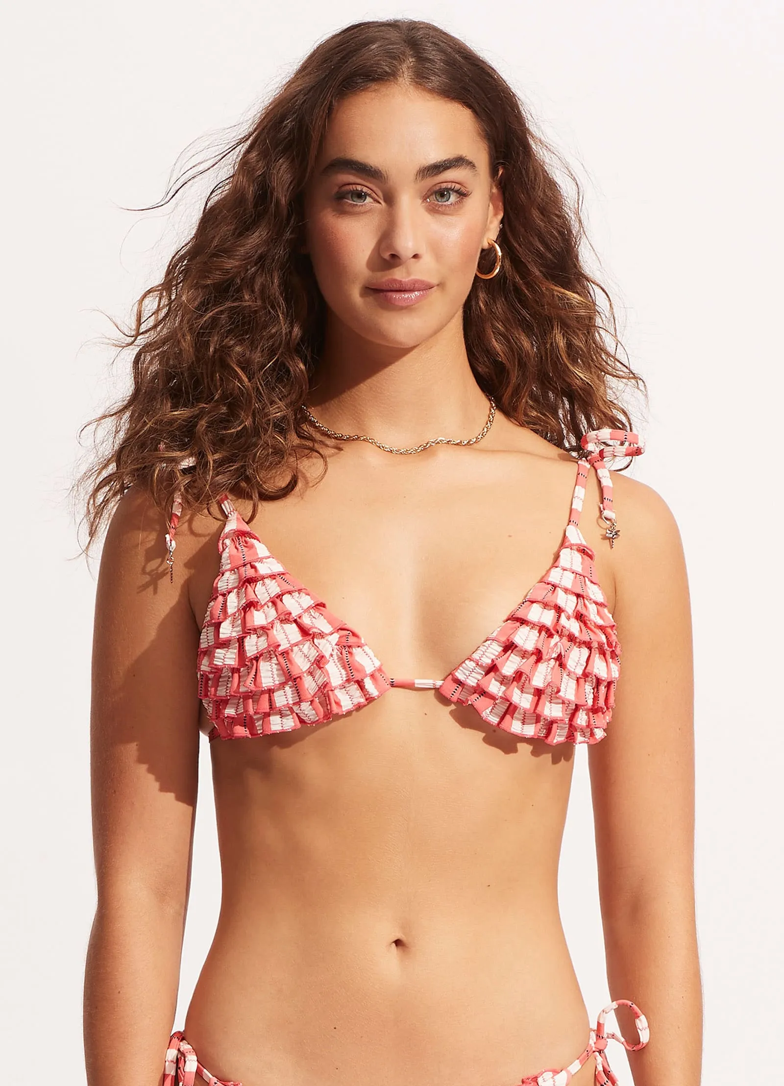 Cabana Ruffle Slide Tri - Sunkissed Coral