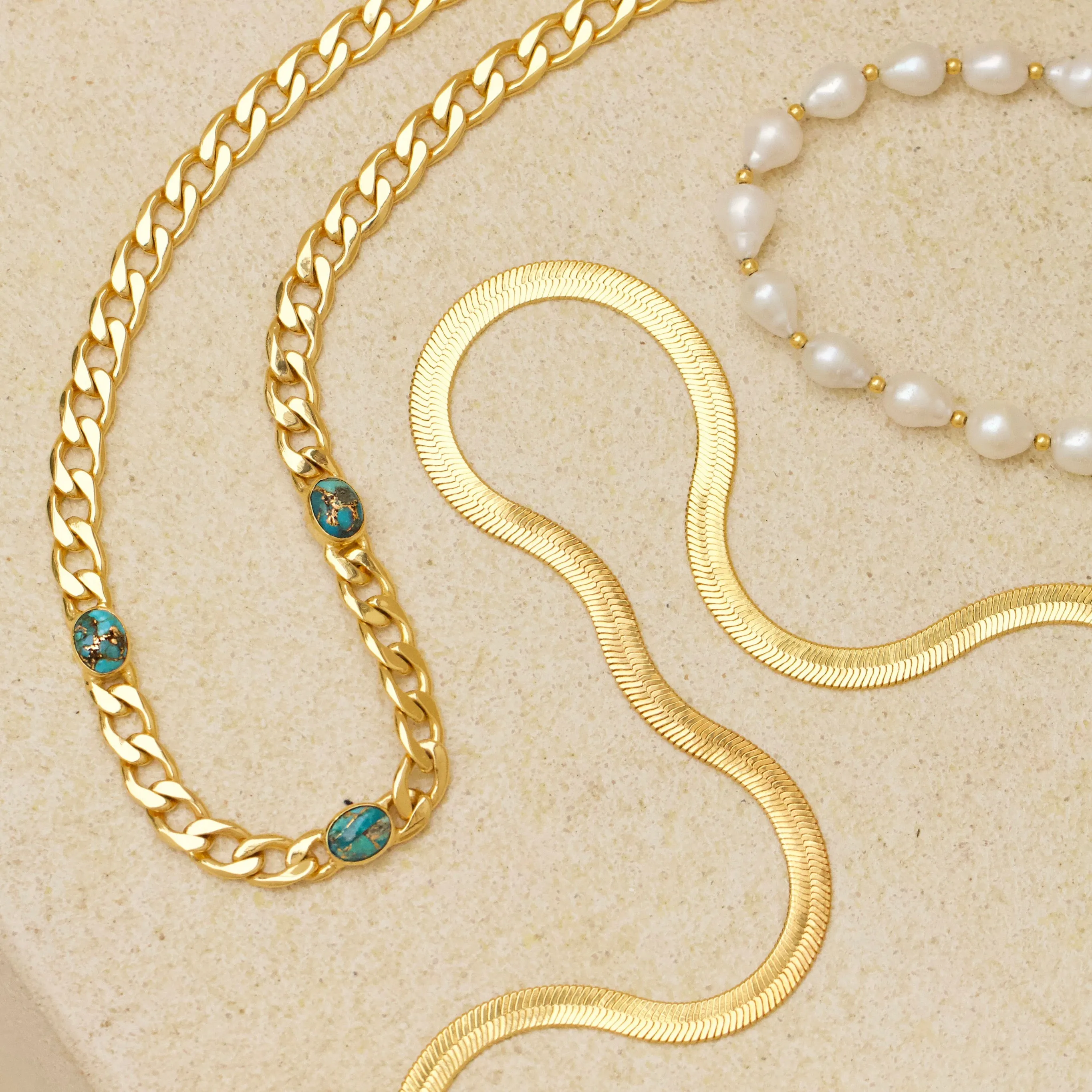 Carrie Copper Turquoise Curb Chain