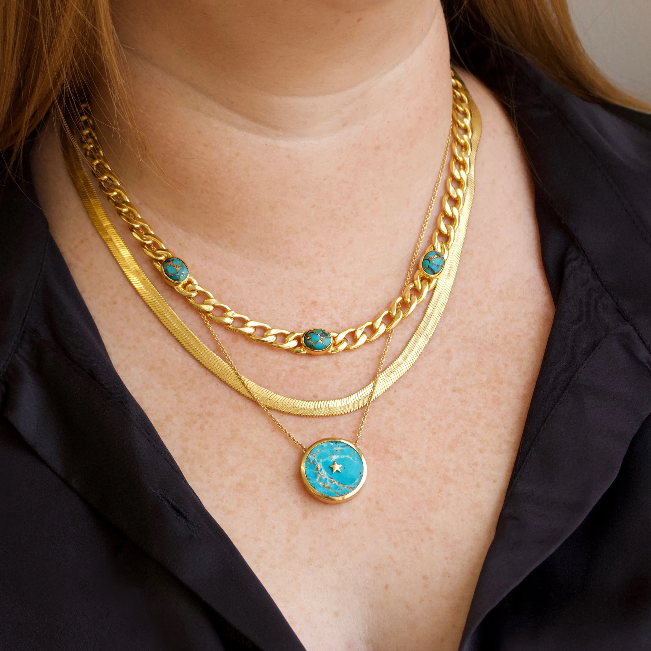 Carrie Copper Turquoise Curb Chain