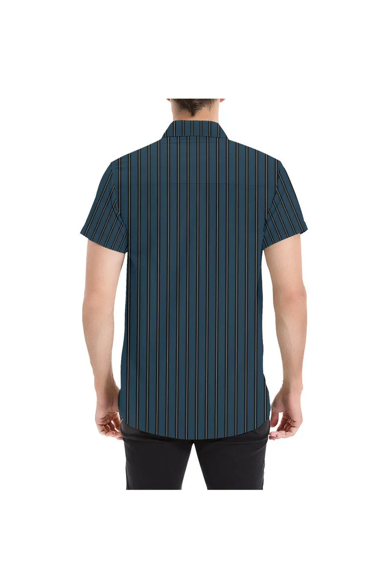 Casual Stripes Men's All Over Print Short Sleeve Shirt