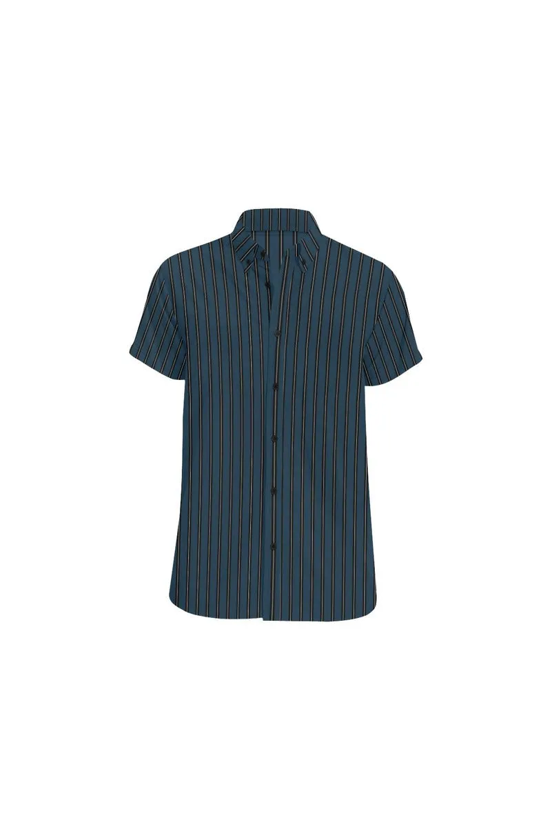 Casual Stripes Men's All Over Print Short Sleeve Shirt