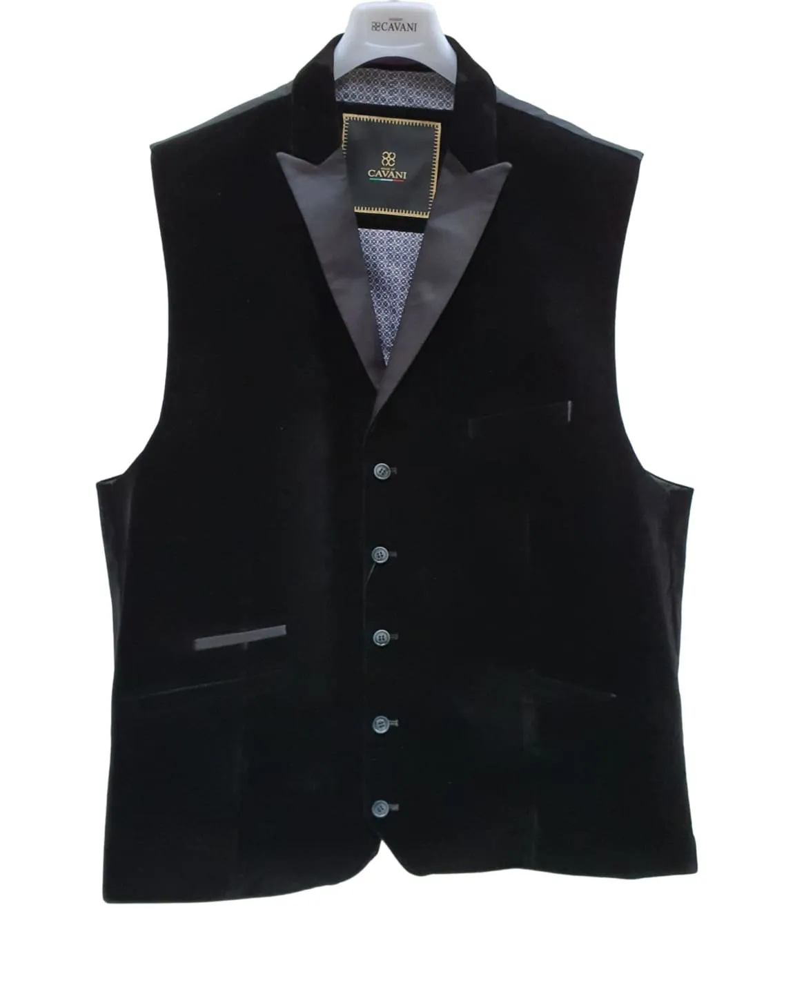 Cavani Rosa Black Velvet Tuxedo Lapel Waistcoat