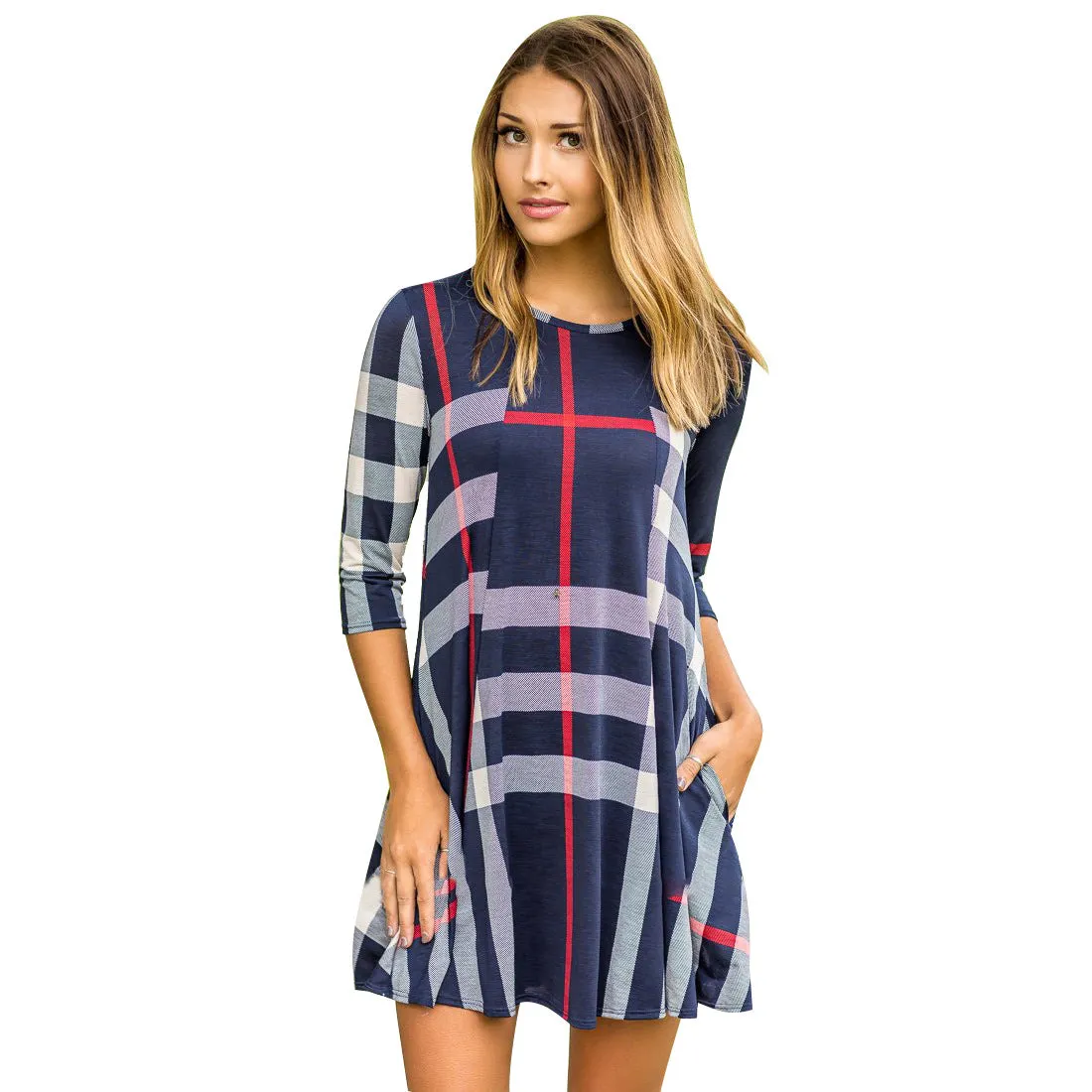 Checked Half  Sleeve Dress