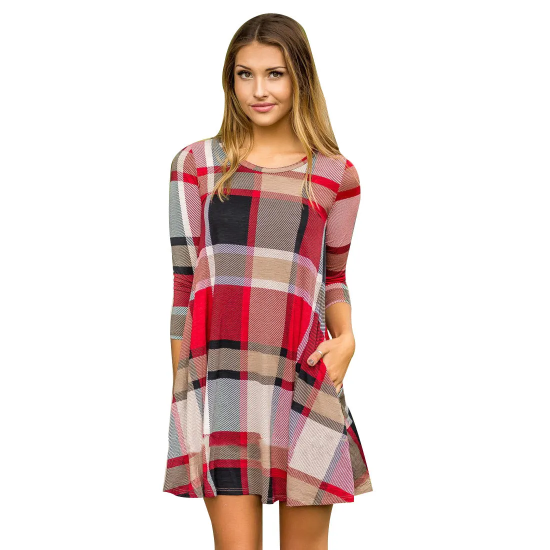 Checked Half  Sleeve Dress