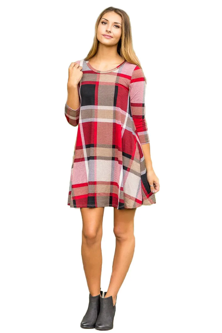 Checked Half  Sleeve Dress