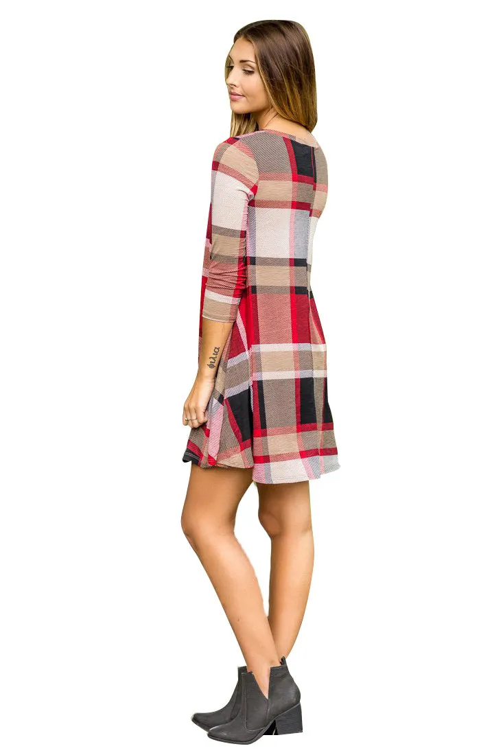 Checked Half  Sleeve Dress