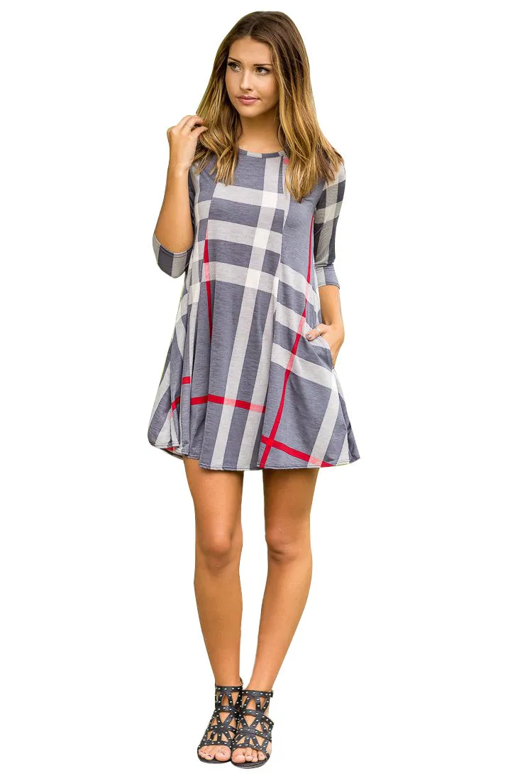 Checked Half  Sleeve Dress