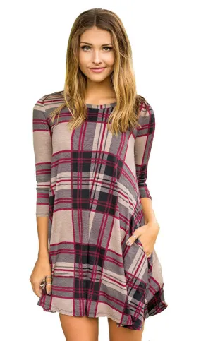 Checked Half  Sleeve Dress