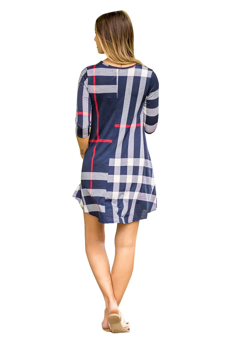 Checked Half  Sleeve Dress