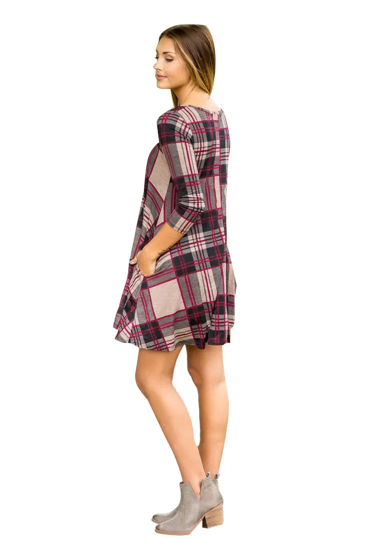 Checked Half  Sleeve Dress