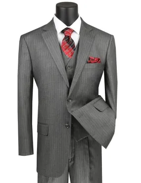 Classic Fit Tone on Tone Pinstripe Suit Color Grey