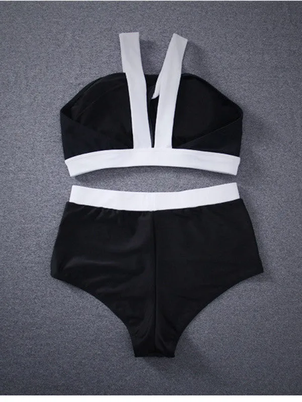 Color Black&White Collision High-waisted Bikini Sets