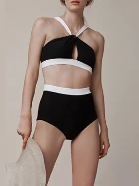 Color Black&White Collision High-waisted Bikini Sets