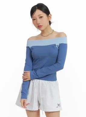 Color Block Off-Shoulder Top CM420