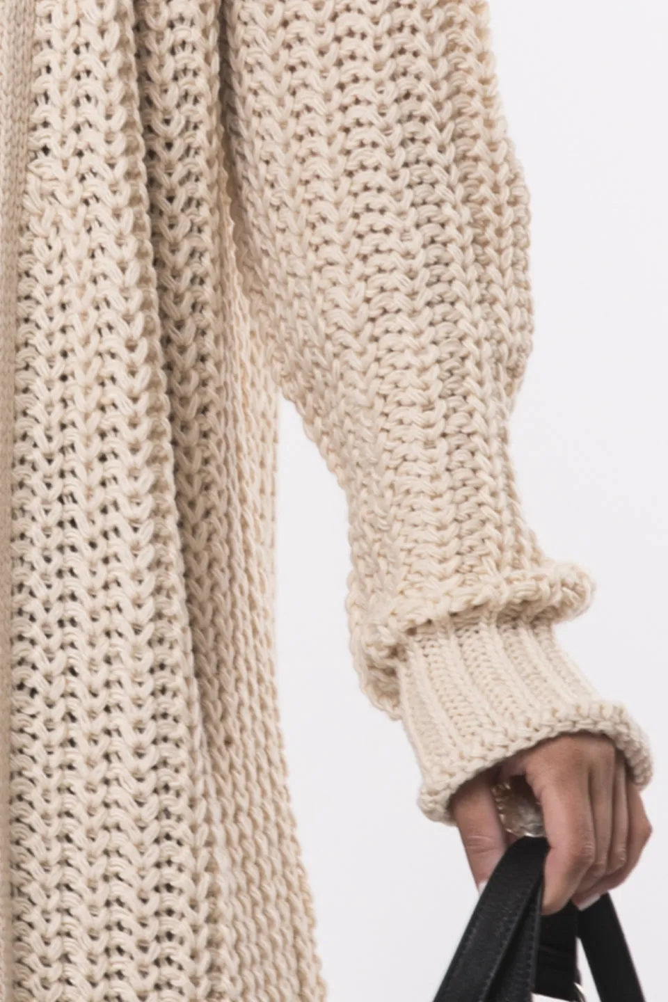 Comfy Longline Beige Chunky Knit Cardigan