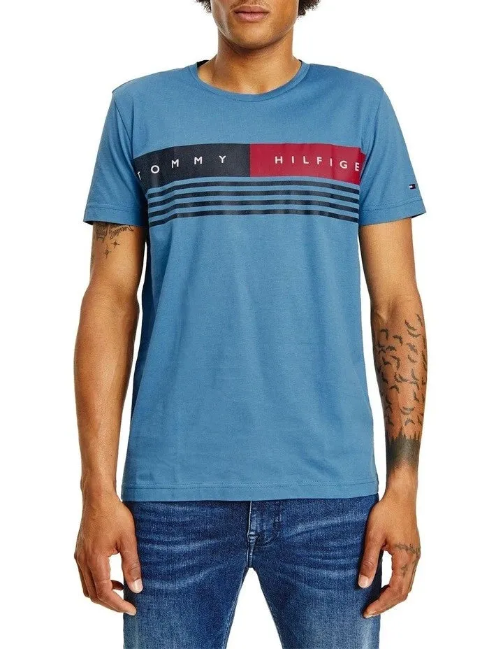 Corporate Chest Stripe Tee - Dusty Indigo